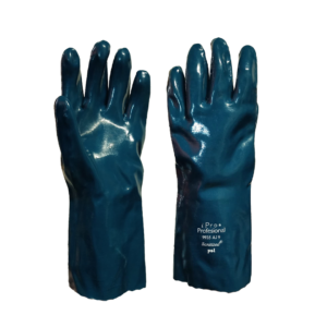 Guante de nitrilo azul-puño de seguridad-Hyti de 14 Pulgadas